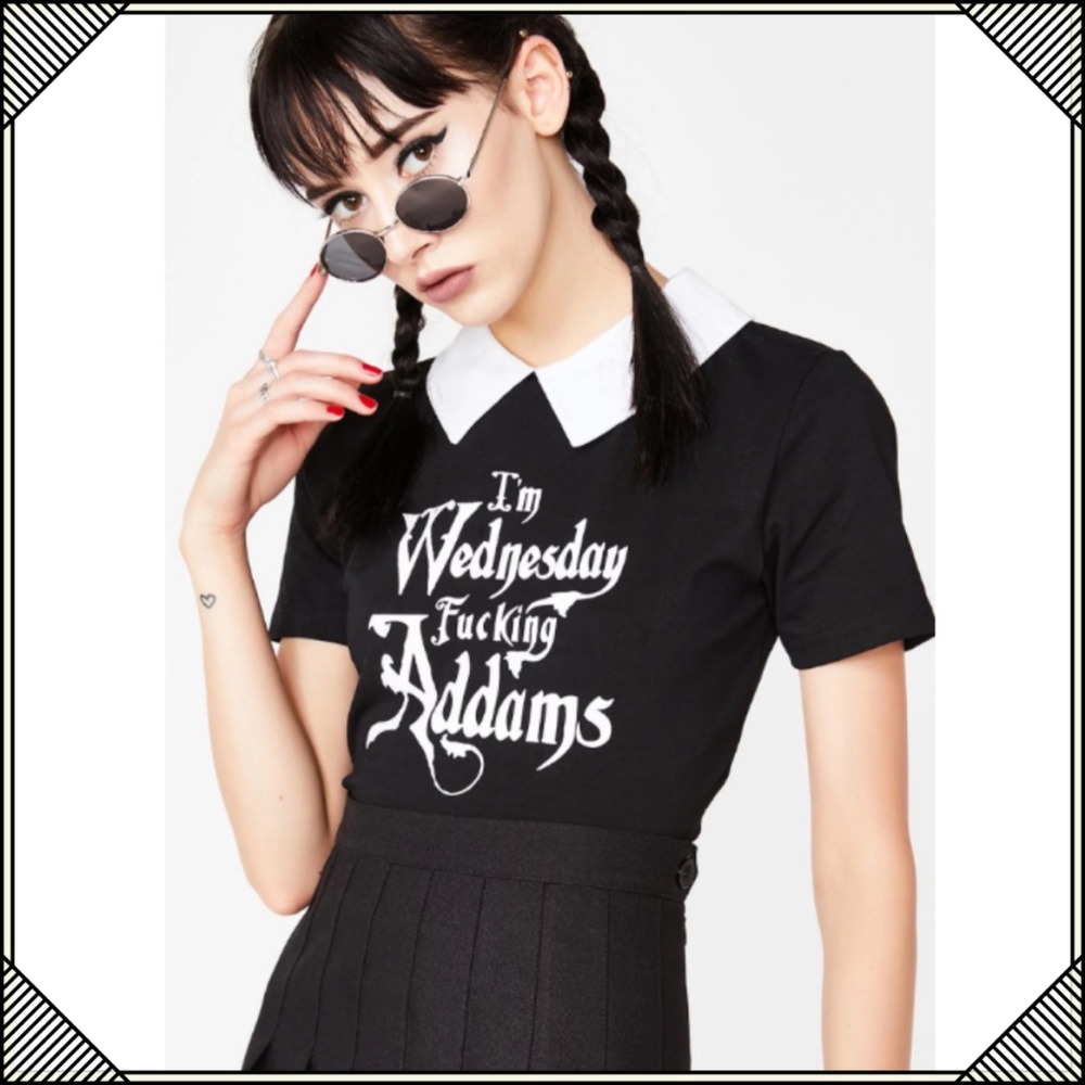 * Wednesday Adams Black Shirt * White Collar * - Picture 5 of 7